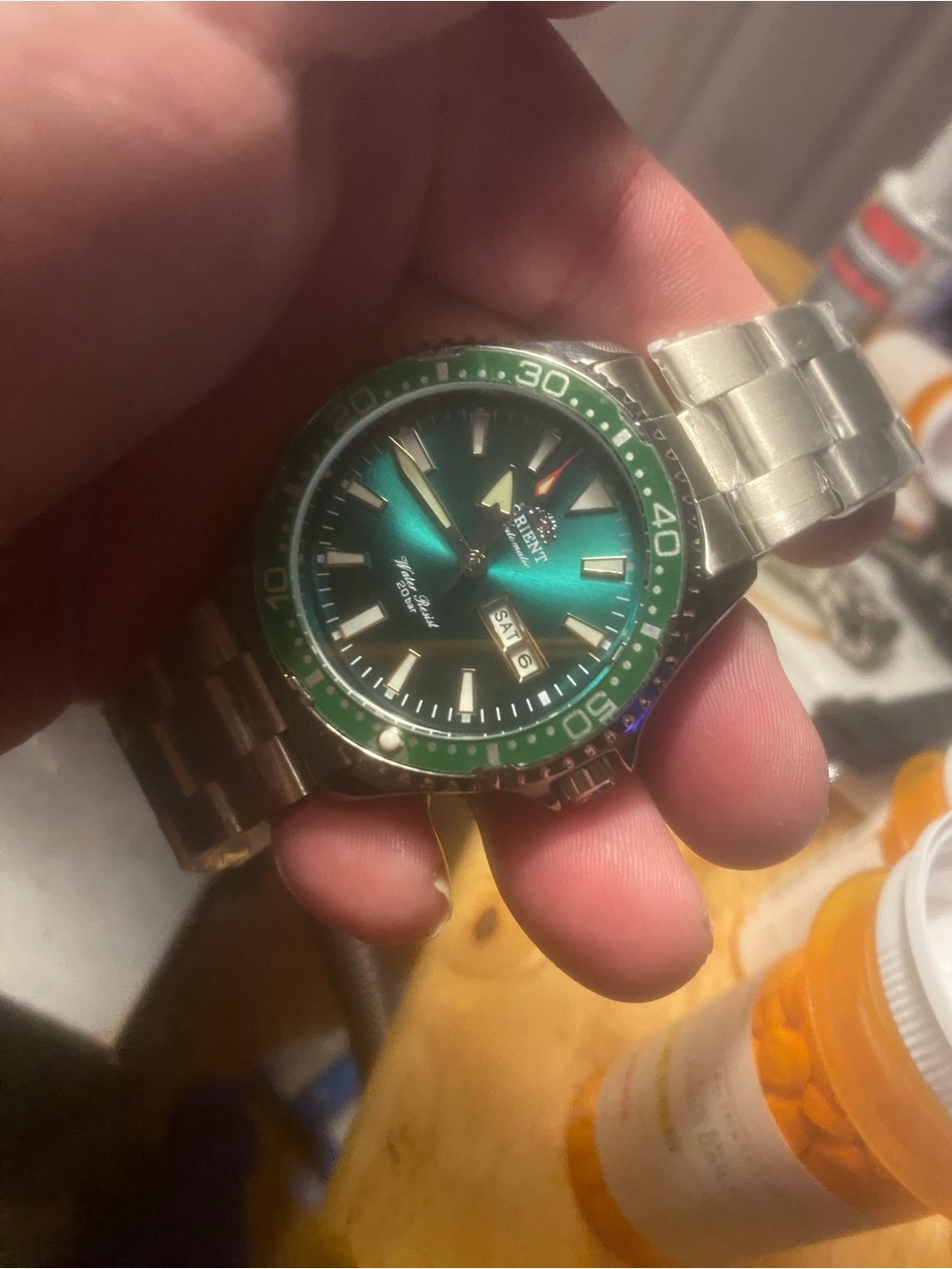 New Men's Orient Stainless Steel Dive Watch in Green